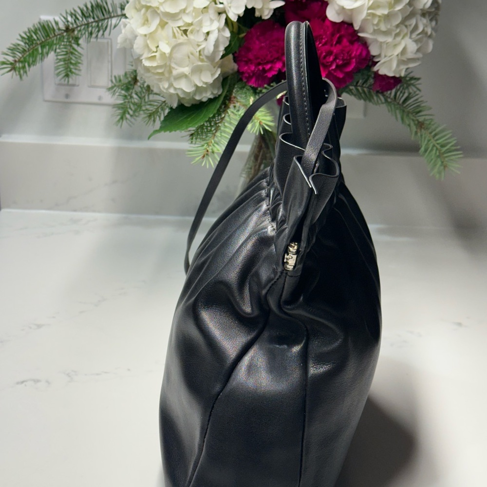 Loeffler Randall Joana Black Ruffled Leather Frame Shoulder Handle Bag - Picture 5 of 9